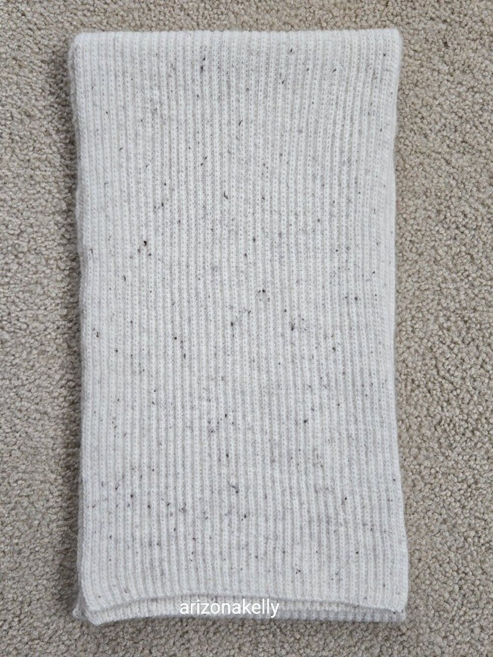 Garnet Hill Cashmere Ribbed Scarf Speckled Oatmeal *FLAW* - Picture 1 of 12